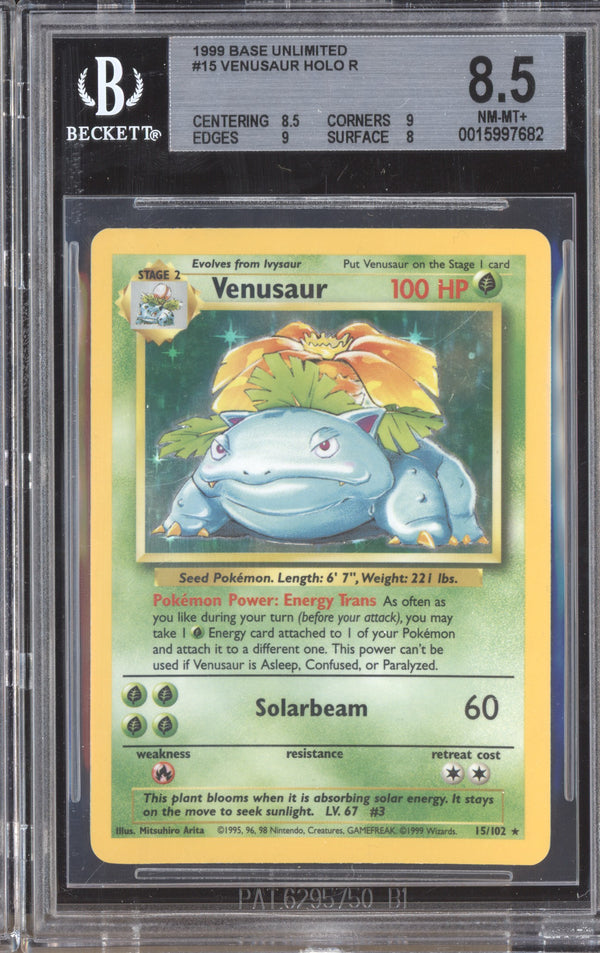 Venusaur 1999 Pokemon Base Set 15/102 Unlimited Holo BGS 8.5 ASR