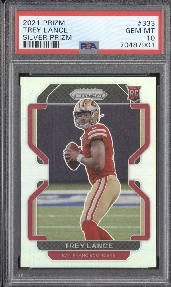 Trey Lance 2021 Panini Prizm 333 Silver RC PSA 10 ASR