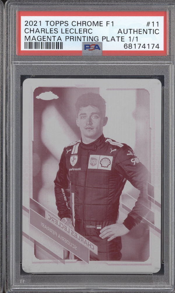 Charles Leclerc 2021 Topps Chrome Formula 1 Printing Plate 1/1 PSA Authentic ASR