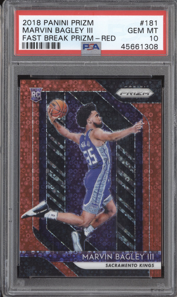 Marvin Bagley III 2018-19 Panini Prizm 181 Fast Break Red RC 86/125 PSA 10 ASR