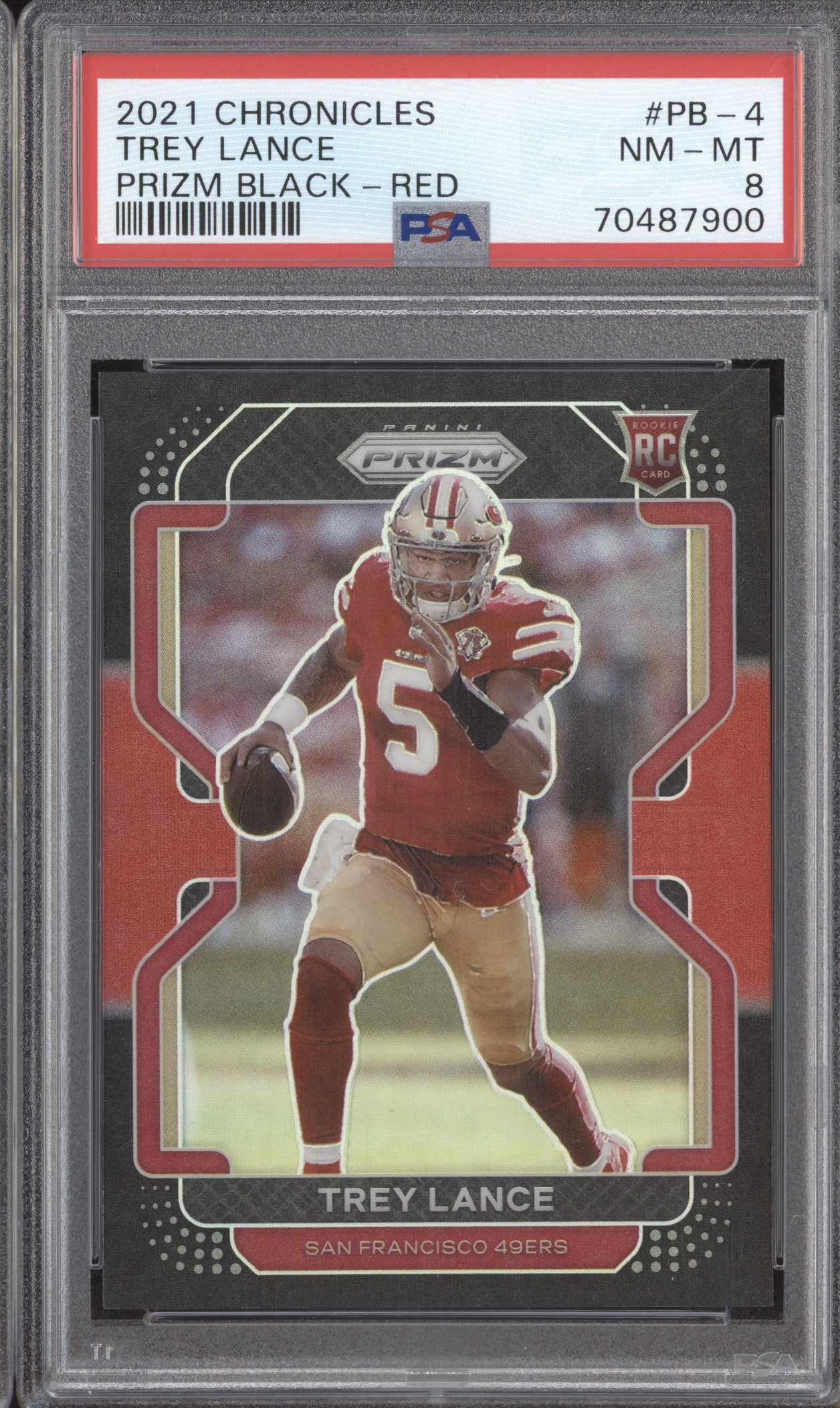 Trey Lance 2021 Panini Chronicles PB-4 Prizm Black Red RC 48/99 PSA 8 - The  Hobby