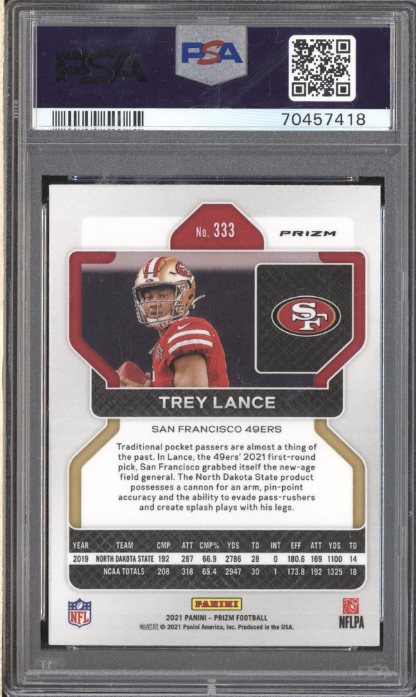 Trey Lance 2021 Panini Prizm 333 Silver RC PSA 9 ASR