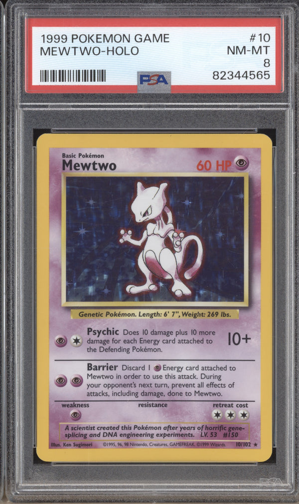 Mewtwo 1999 Pokemon  10/102 Holo PSA 8 ASR