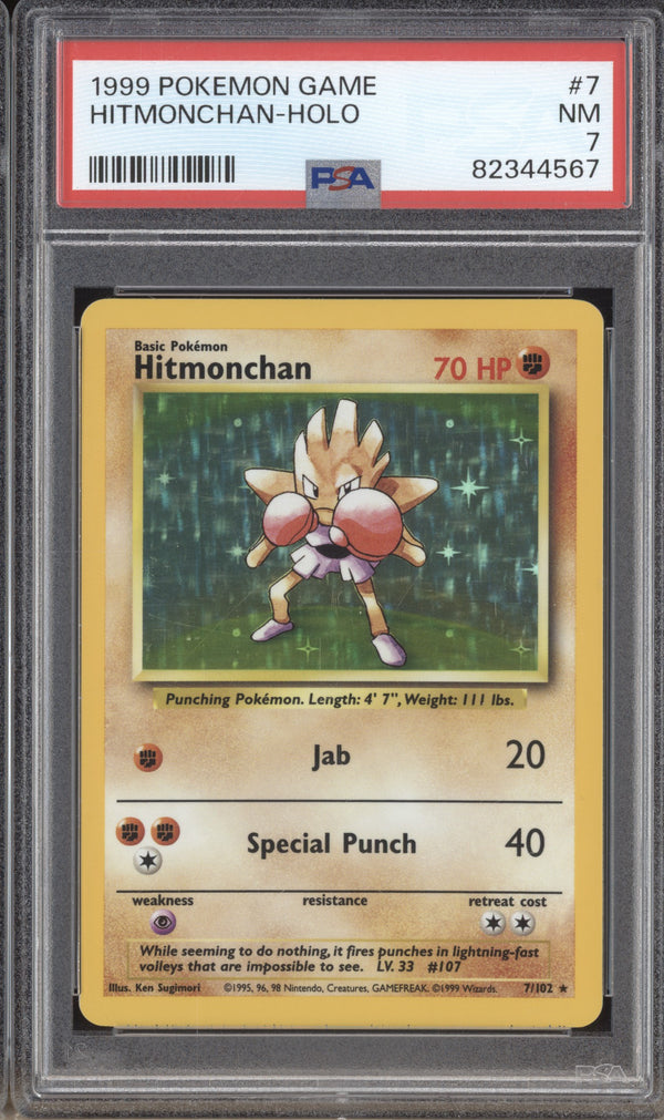 Hitmonchan 1999 Pokemon  7/102 Holo PSA 7 ASR