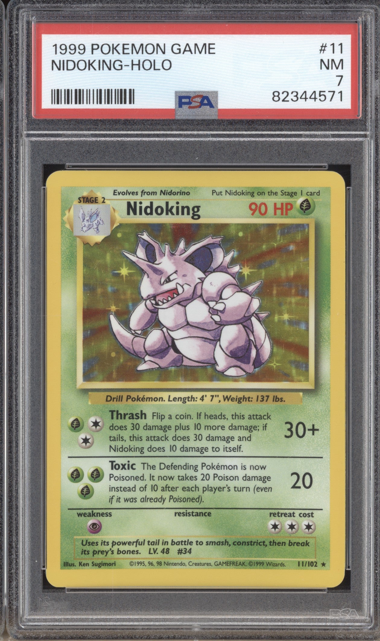 Nidoking 1999 Pokemon  11/102 Holo PSA 7 ASR