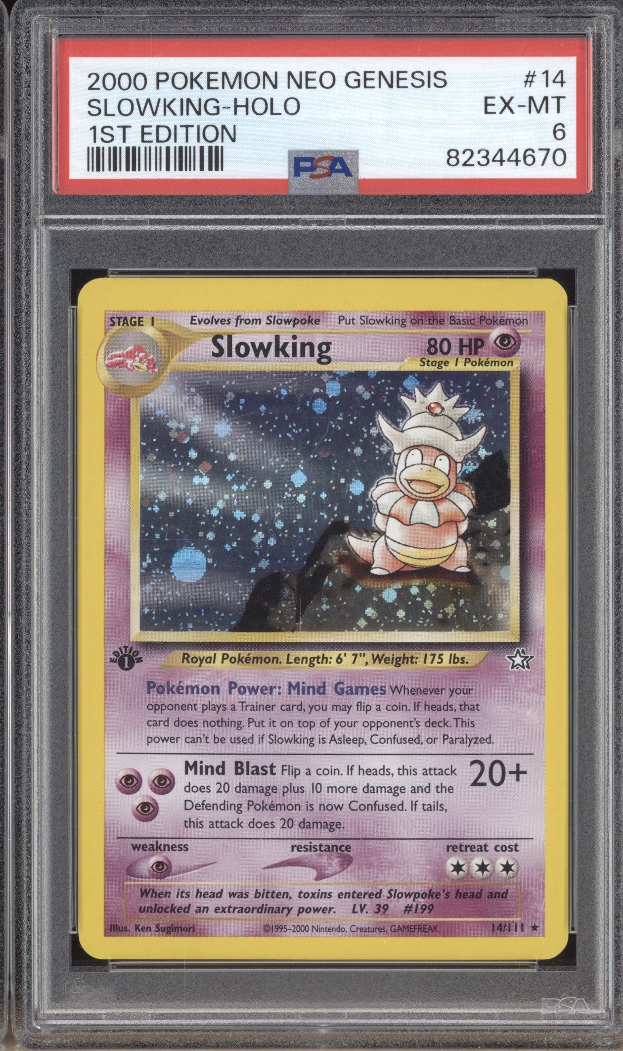 Slowking 2000 Pokemon Neo Genesis 14/111 Holo 1st Edition PSA 6 ASR