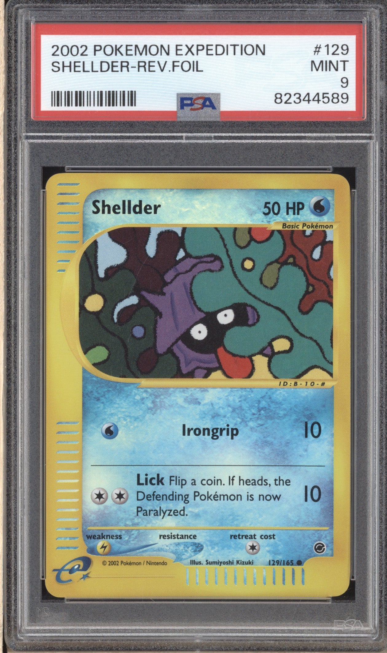 Shellder 2002 Pokemon Expedition 129/165 Reverse Foil PSA 9 ASR