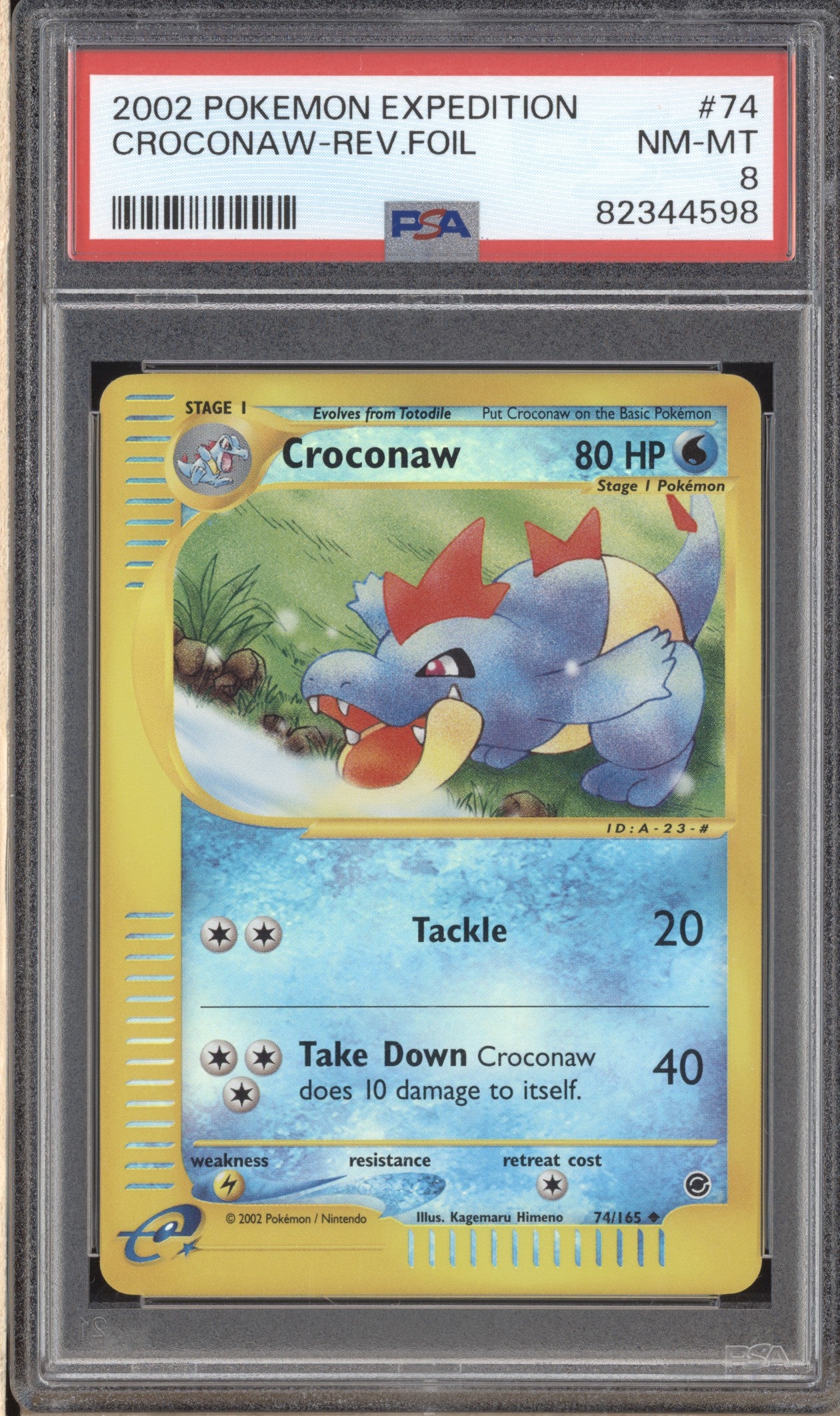 Croconaw 2002 Pokemon Expedition 74/165 Reverse Foil PSA 8 ASR