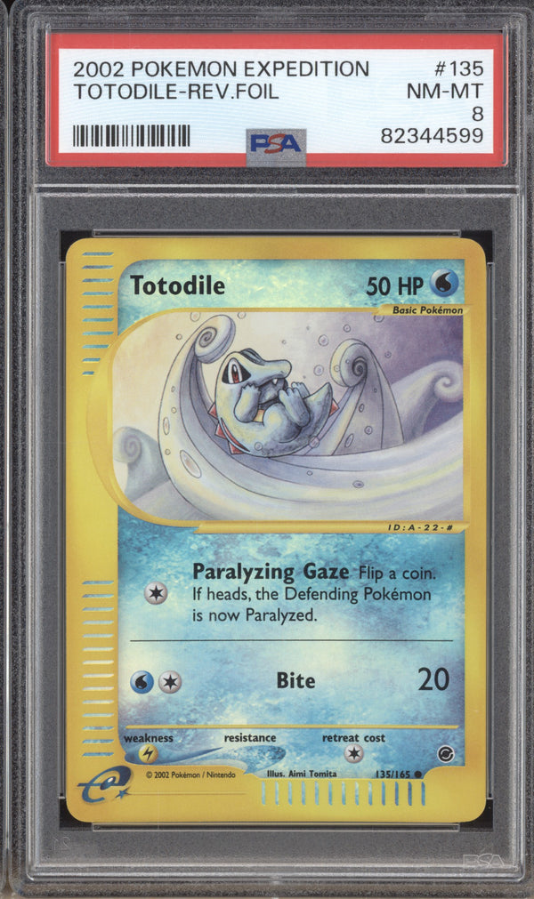 Totodile 2002 Pokemon Expedition 135/165 Reverse Foil PSA 8 ASR