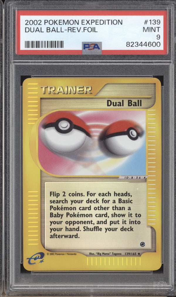 Dual Ball Trainer 2002 Pokemon Expedition 139/165 Reverse Foil PSA 9 ASR