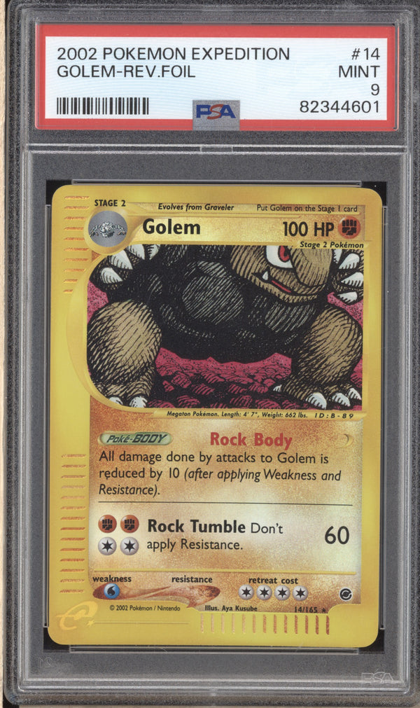 Golem 2002 Pokemon Expedition 14/165 Reverse Foil PSA 9 ASR