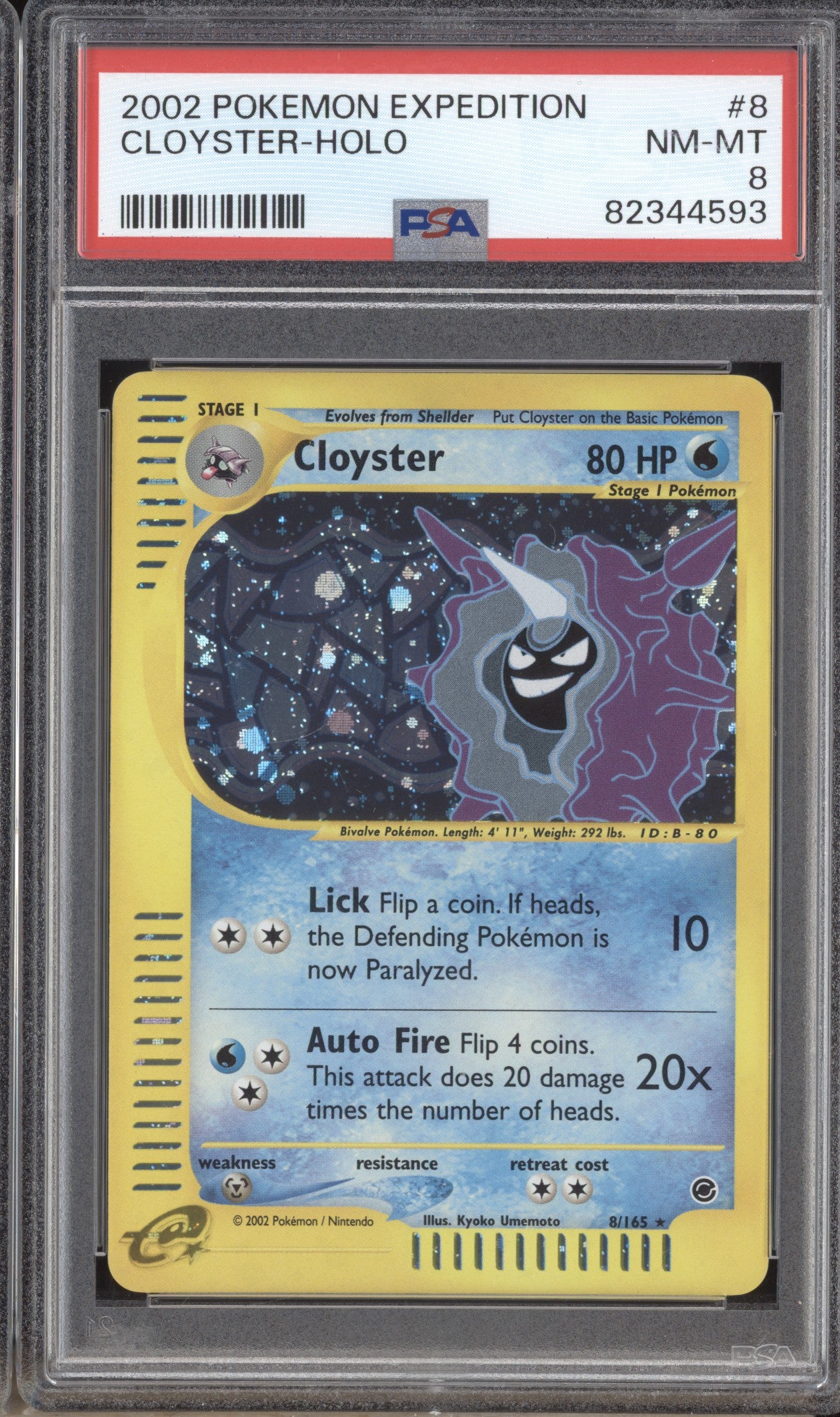 Cloyster 2002 Pokemon Expedition 8/165 Holo PSA 8 ASR