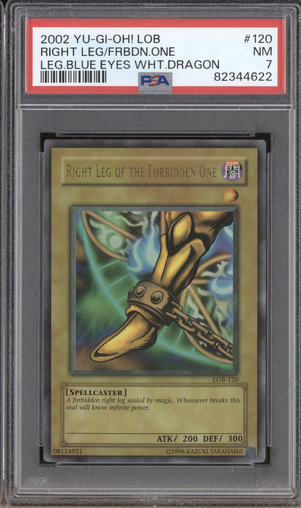 Right Leg of the Forbidden One 2002 YuGiOh Legend of Blue Eyes 120 PSA 7 ASR