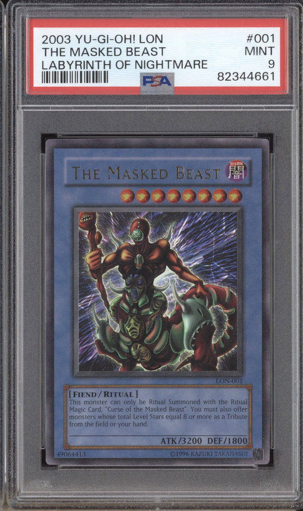 The Masked Beast 2003 YuGiOh Labyrinth of Nightmare 001 PSA 9 ASR