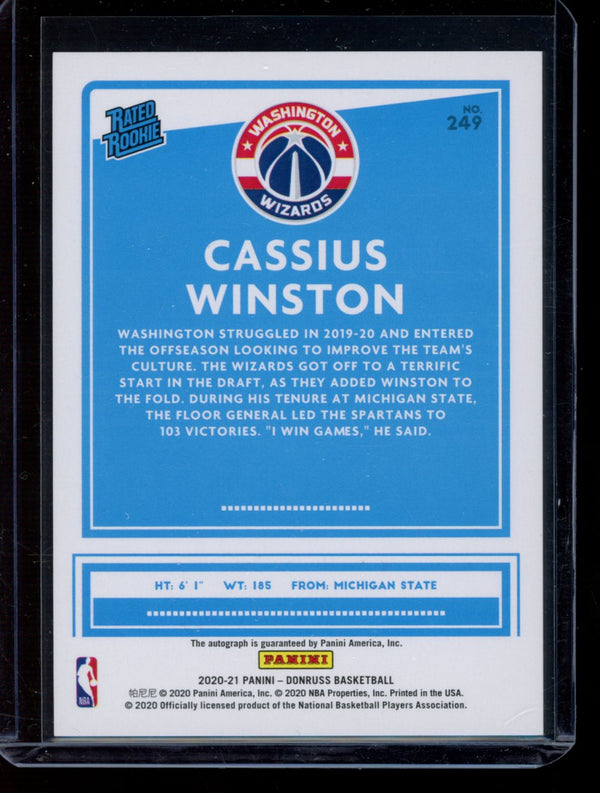 Cassius Winston 2020-21 Panini Donruss Red Choice Auto RC 29/99