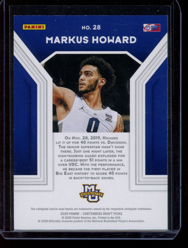 Markus Howard 2020 Panini Contenders Draft Blue Cracked Ice 51 Points RC 07/25