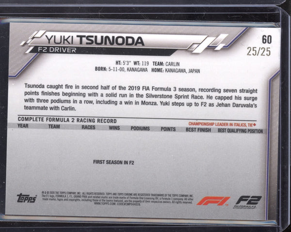 Yuki Tsunoda 2020 Topps Chrome Orange 25/25