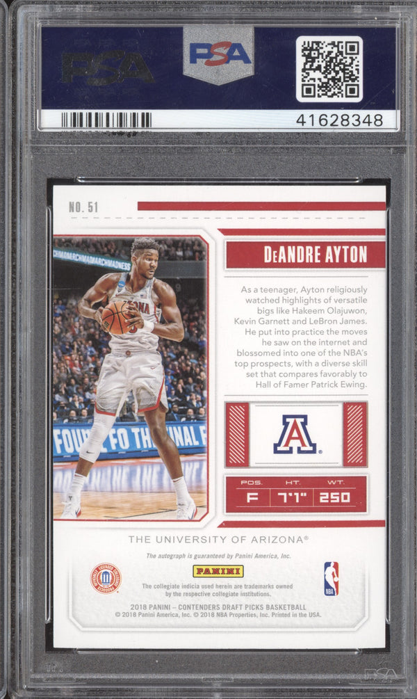 DeAndre Ayton 2018-19 Panini Contenders Draft Draft Ticket Auto RC 36/99 PSA 8