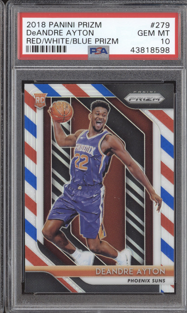 DeAndre Ayton 2018-19 Panini Prizm 279 Red White Blue RC PSA 10