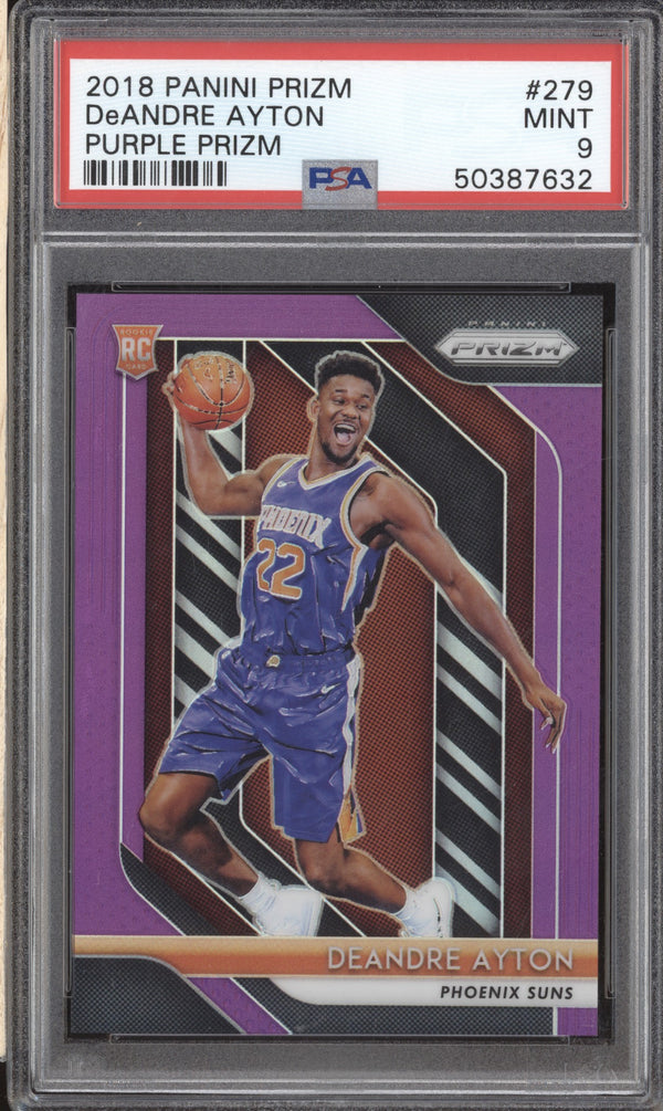 DeAndre Ayton 2018-19 Panini Prizm 279 Purple RC 45/75 PSA 9