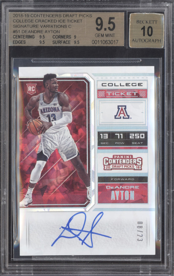 DeAndre Ayton 2018-19 Panini Contenders Draft Cracked Ice Auto RC 08/23 BGS 9.5/10