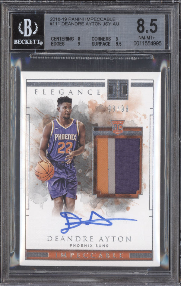 DeAndre Ayton 2018-19 Panini Impeccable Rookie Jersey Auto RC 93/99 BGS 8.5/10