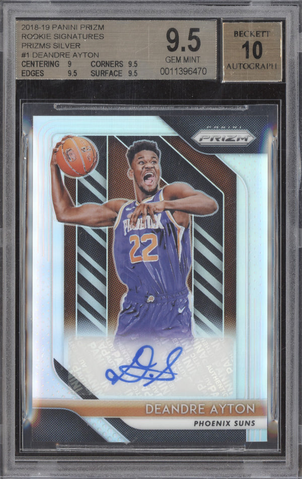 DeAndre Ayton 2018-19 Panini Prizm Rookie Signatures Silver Auto RC BGS 9.5/10