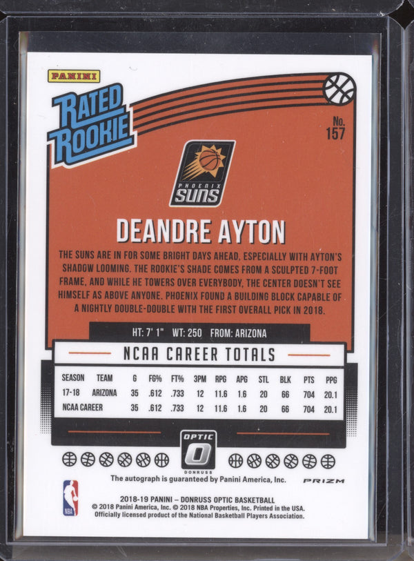 DeAndre Ayton 2018-19 Panini Donruss Optic 157 Choice Auto RC