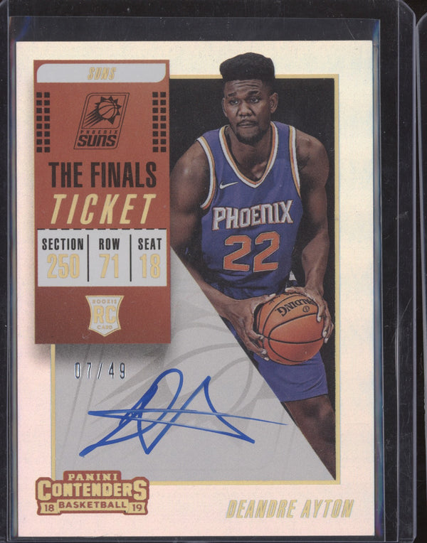 DeAndre Ayton 2018-19 Panini Contenders 102 The Finals Ticket Auto RC 7/49