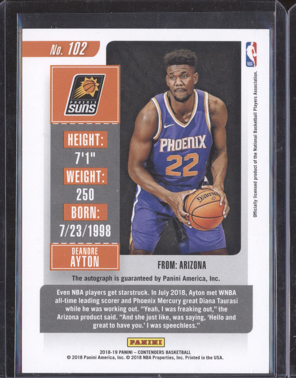 DeAndre Ayton 2018-19 Panini Contenders 102 The Finals Ticket Auto RC 7/49