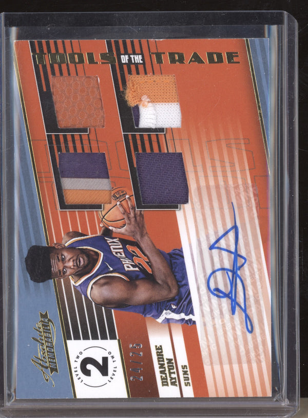 DeAndre Ayton 2018-19 Panini Absolute Tools of the Trade Quad Patch auto RC 24/25