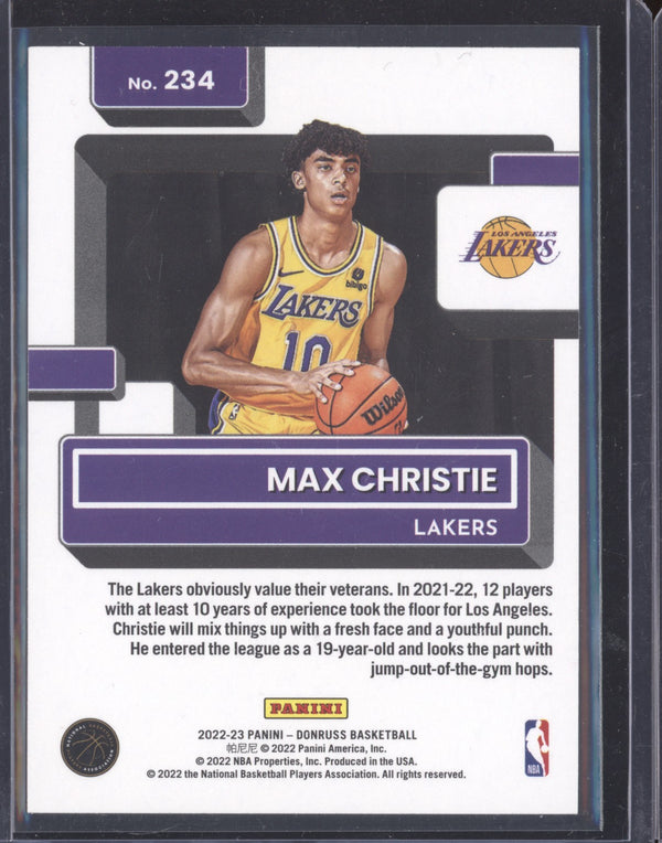 Max Christie 2022-23 Panini Donruss 234 Choice RC