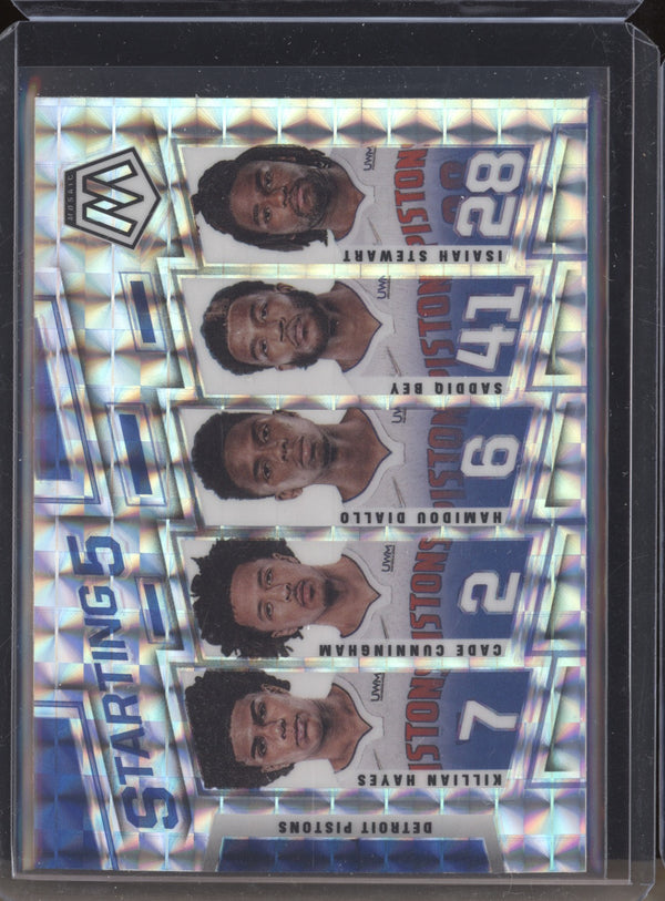 Detroit Pistons / Cade Cunningham 2021-22 Panini Mosaic 8 Starting 5 RC