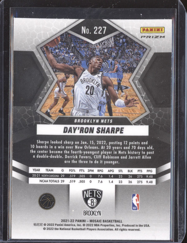 Day'Ron Sharpe 2021-22 Panini Mosaic 227 Red RC