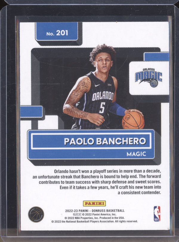 Paolo Banchero 2022-23 Panini Donruss 201 RC