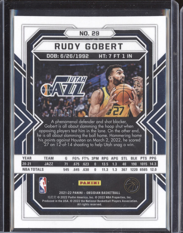 Rudy Gobert 2021-22 Panini Obsidian 29 Red Yellow Green Flood 96/99