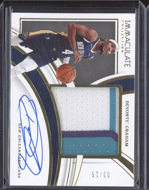 Devonte' Graham 2021-22 Panini Immaculate PPA-DGO Premium Patch Auto 3/15