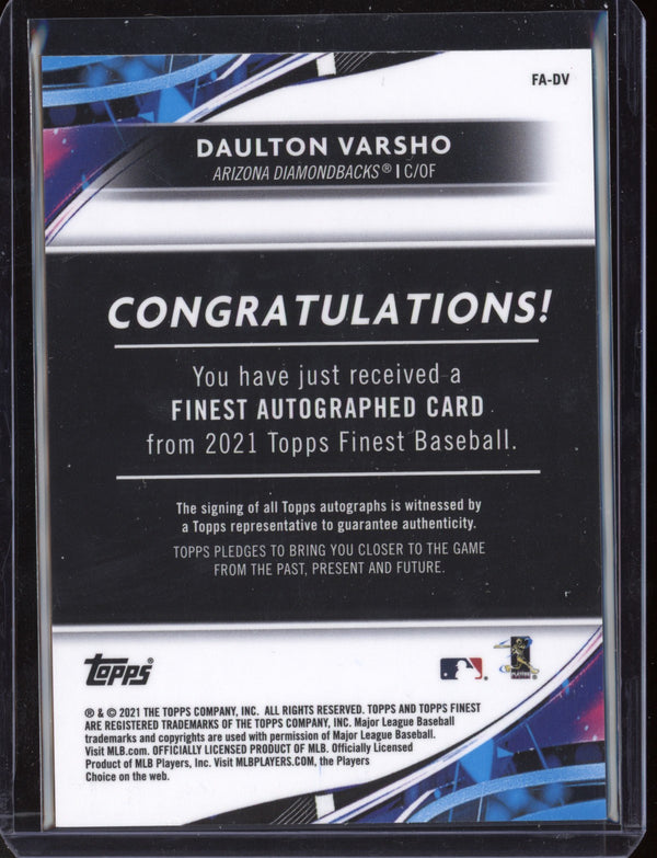 Daulton Varsho 2021 Topps Finest Finest Autograph RC