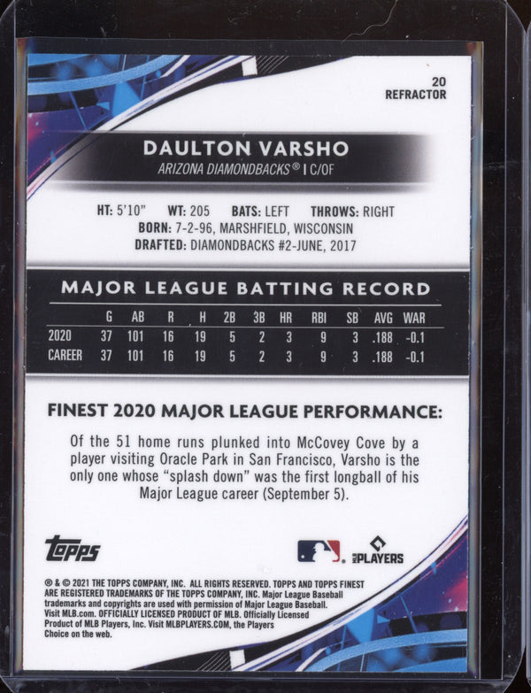 Daulton Varsho 2021 Topps Finest Refractor RC