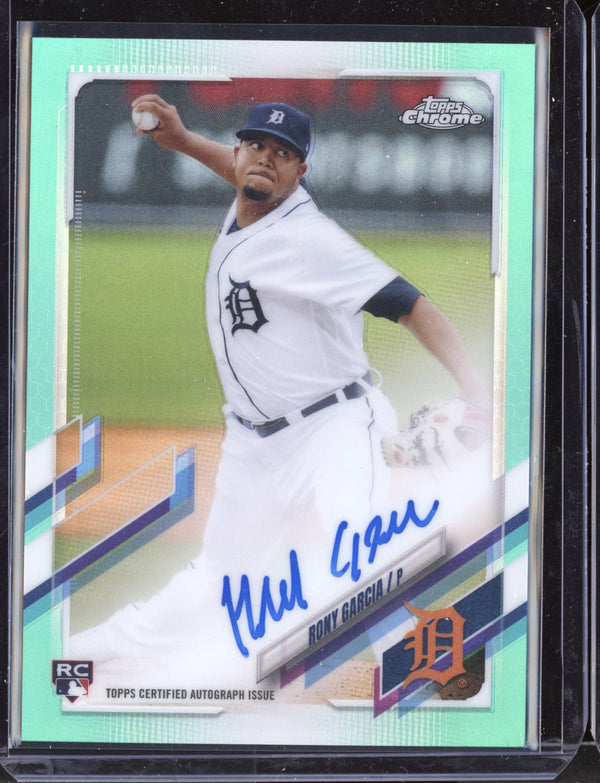 Rony Garcia 2021 Topps Chrome Aqua Rookie Autographs RC 87/199