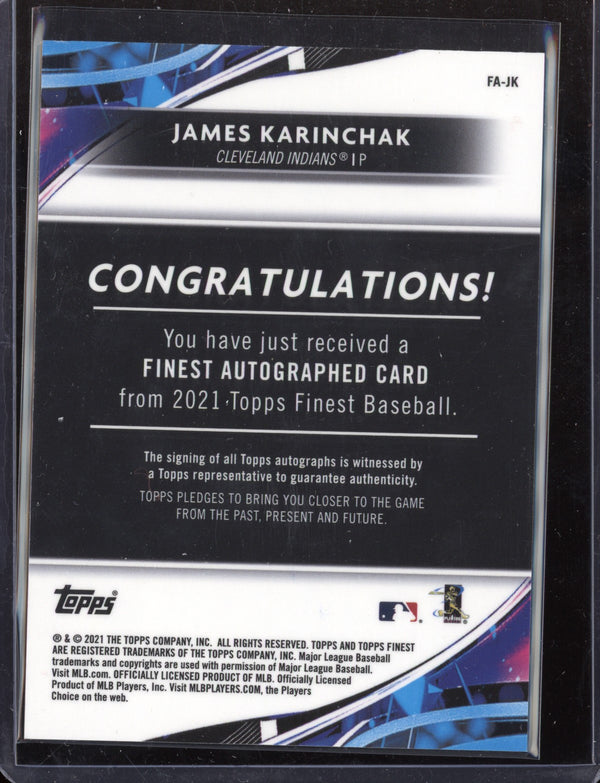 James Karinchak 2021 Topps Finest Finest Blue Autograph 109/150