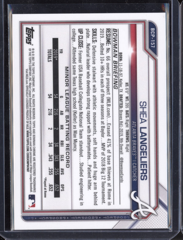 Shea Langeliers 2021 Bowman Chrome Pink Refractor Prospect 109/199