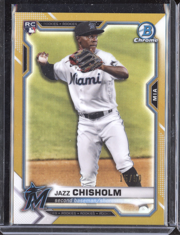 Jazz Chisholm 2021 Bowman Chrome Gold Refractor RC 15/50