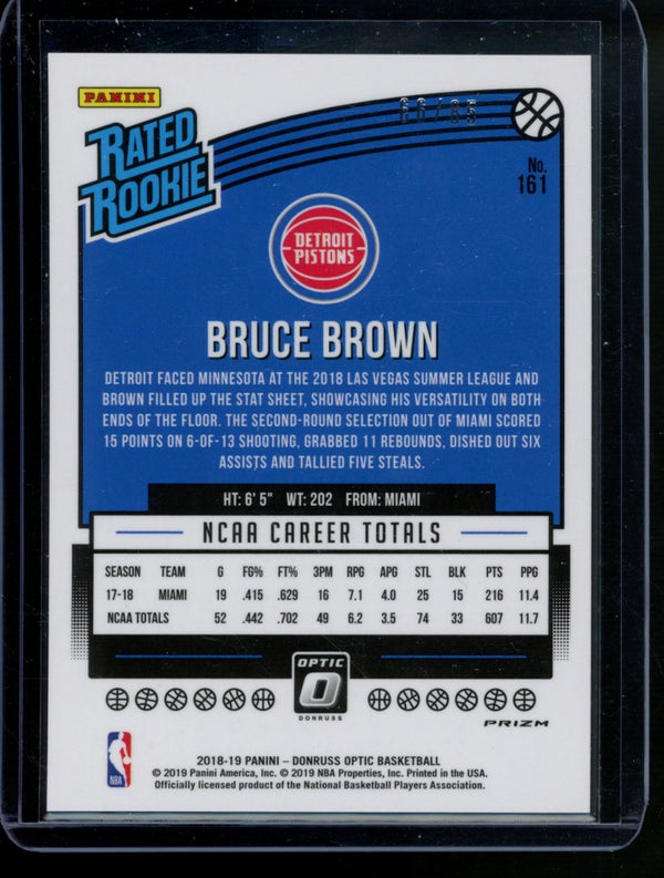 Bruce Brown 2018-19 Panini Donruss Optic Rated Red Fast Break Prizm RC 66/85