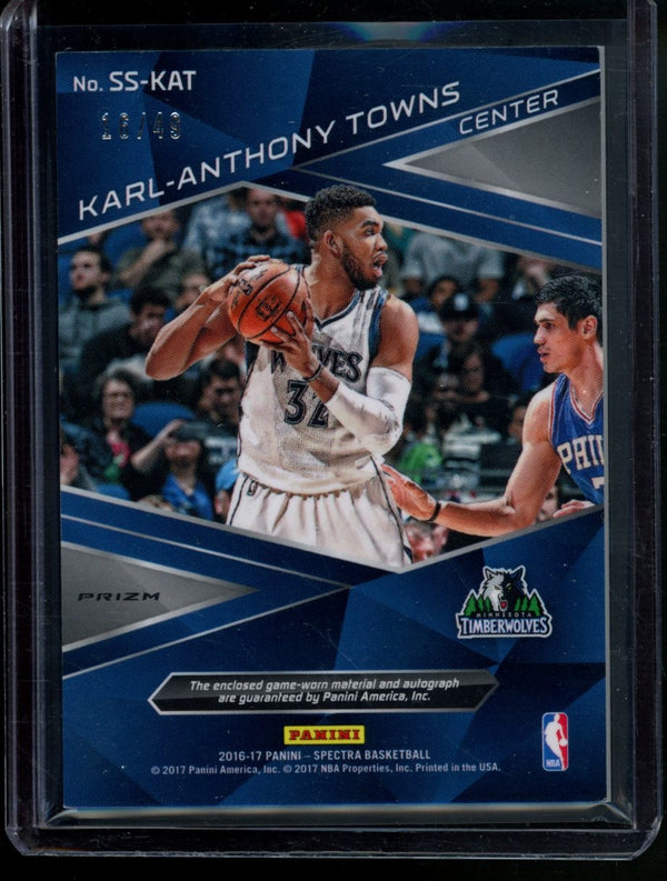 Karl-Anthony Towns 2016-17 Panini Spectra Spectacular Swatche Silver Prizm 16/49