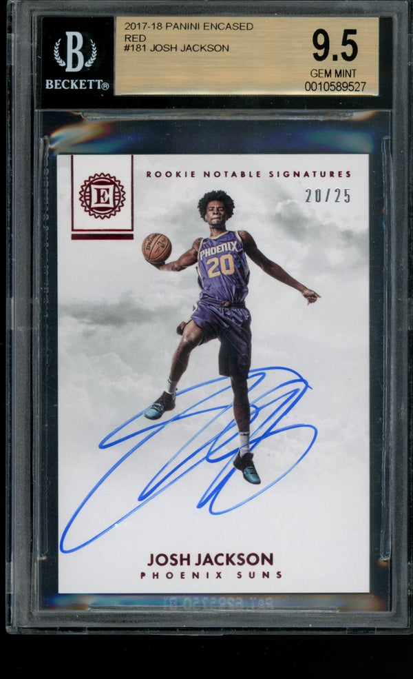 Josh Jackson 2017-18 Panini Encased Rookie Notable Signatures Red RC 20/25  9.5