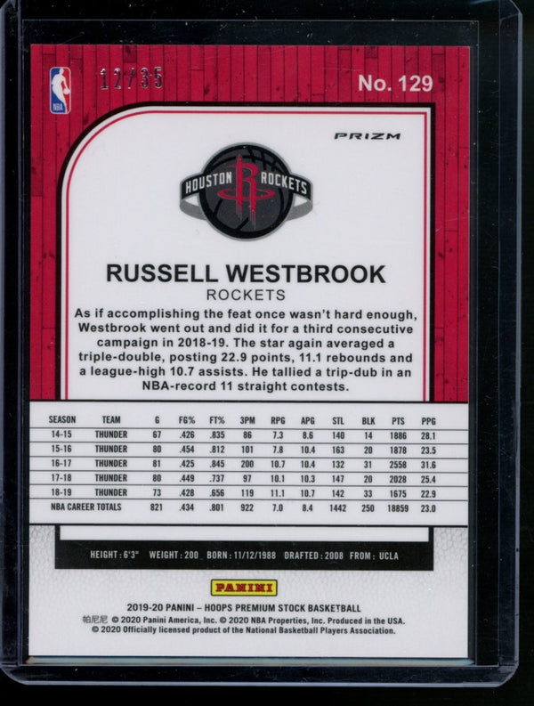 Russell Westbrook 2019-20 Panini Hoops Purple Shock Prizm 12/35