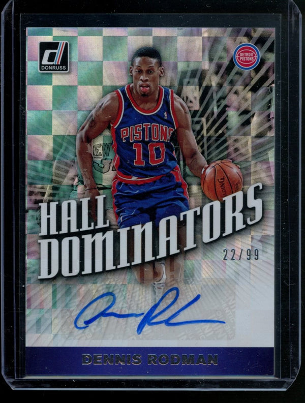 Dennis Rodman 2019-20 Panini Donruss Hall Dominators Checkerboard Auto 22/99