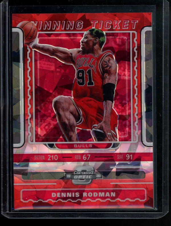 Dennis Rodman 2019-20 Panini Donruss Optic Winning Ticket Red Cracked Ice