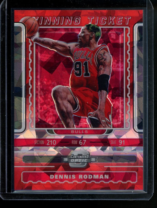 Dennis Rodman 2019-20 Panini Donruss Optic Winning Ticket Red Cracked Ice